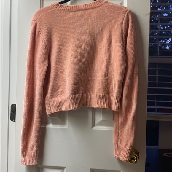 Baby pink chenille cropped sweater - Picture 2 of 3